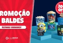 Cine Araújo dá 30% de desconto em baldes colecionáveis de Moana, Minions e Toy Story 5